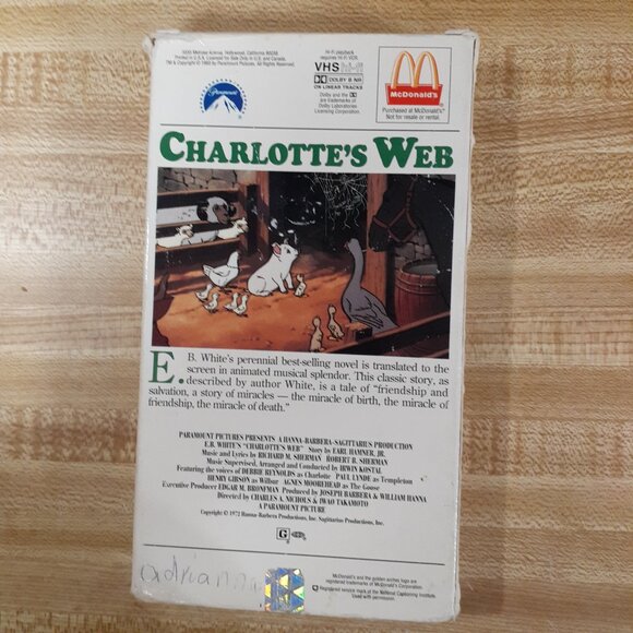 Charlotte's Web 1972  Mcdonalds Promo VHS Animated Classic E.B. White VTG Retro - Picture 3 of 8